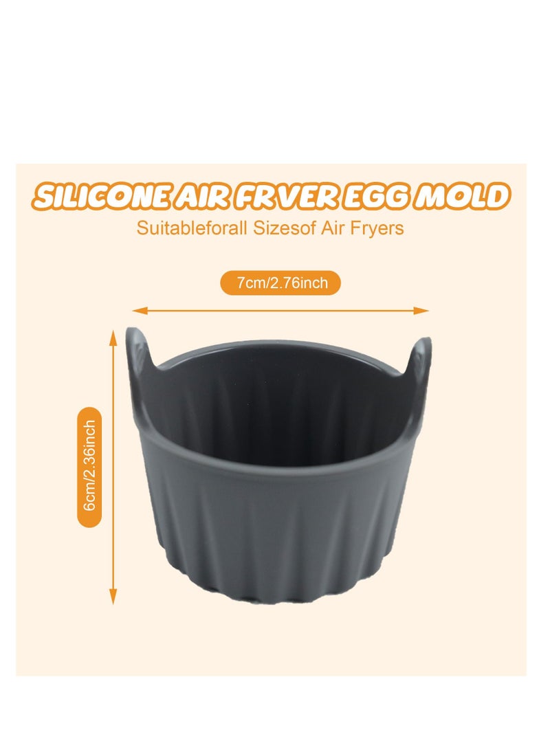 Zikra 6Pcs Air Fryer Egg Mold, Silicone Ramekins for Air Fryer, Nonstick Reusable Air Fryer, Egg Poacher Egg Bites Molds Maker Egg Pan, BPA Free for Oven Microwave, Sturdy and Durable (Gray*6) - Image 2