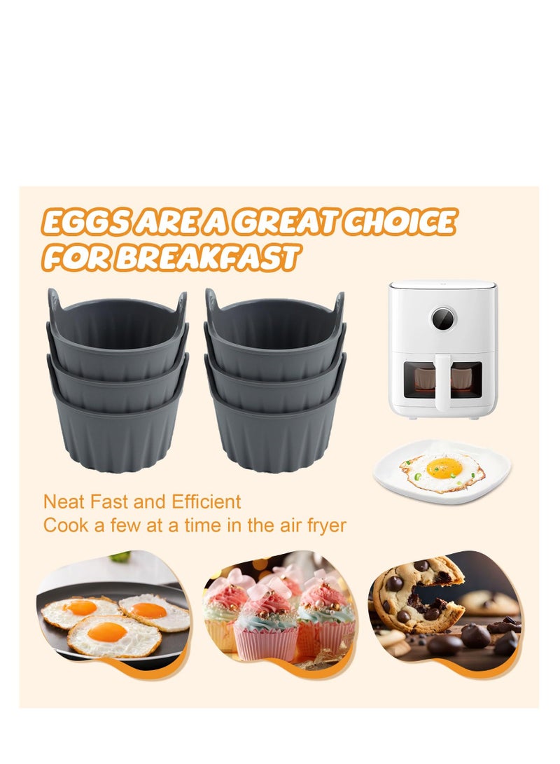 Zikra 6Pcs Air Fryer Egg Mold, Silicone Ramekins for Air Fryer, Nonstick Reusable Air Fryer, Egg Poacher Egg Bites Molds Maker Egg Pan, BPA Free for Oven Microwave, Sturdy and Durable (Gray*6) - Image 4
