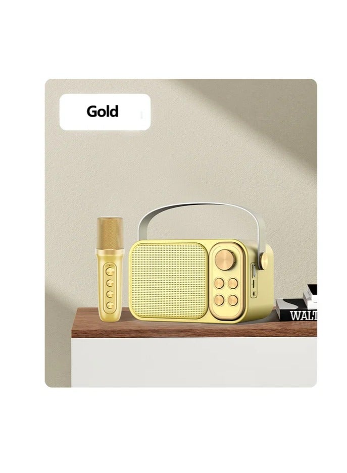 SU.YOSD Wireless Karaoke Speaker With Microphone YS-103 Gold - Image 3