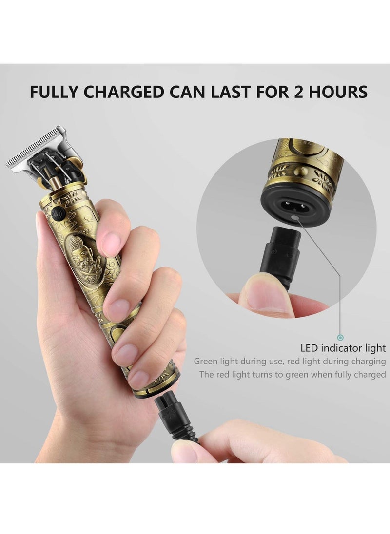 ELTRAZONE Hair Clippers for Men,Electric Pro Li Outliner Grooming Zero Gapped Baldheaded Hair Clippers Rechargeable Cordless Close Cutting T-Blade Trimmer for Men (Gold) - Image 5