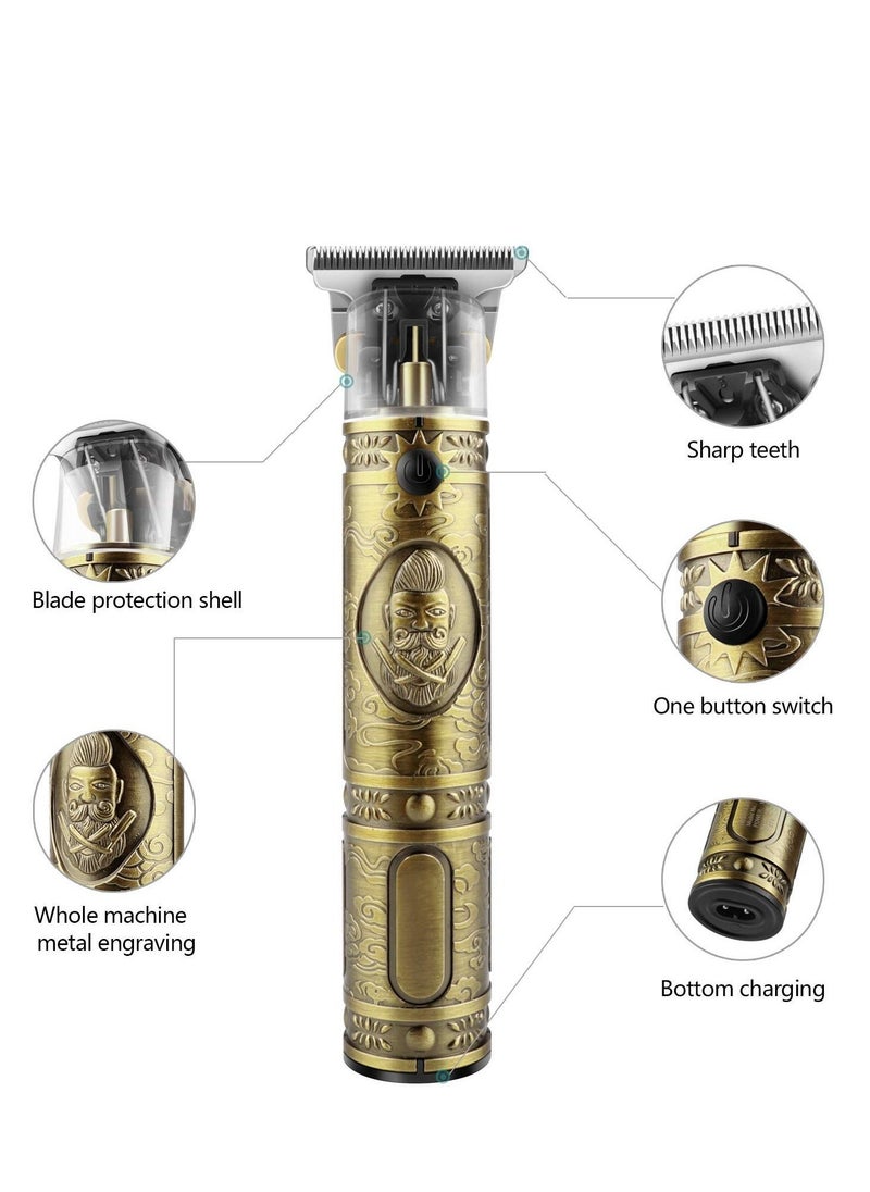 ELTRAZONE Hair Clippers for Men,Electric Pro Li Outliner Grooming Zero Gapped Baldheaded Hair Clippers Rechargeable Cordless Close Cutting T-Blade Trimmer for Men (Gold) - Image 4
