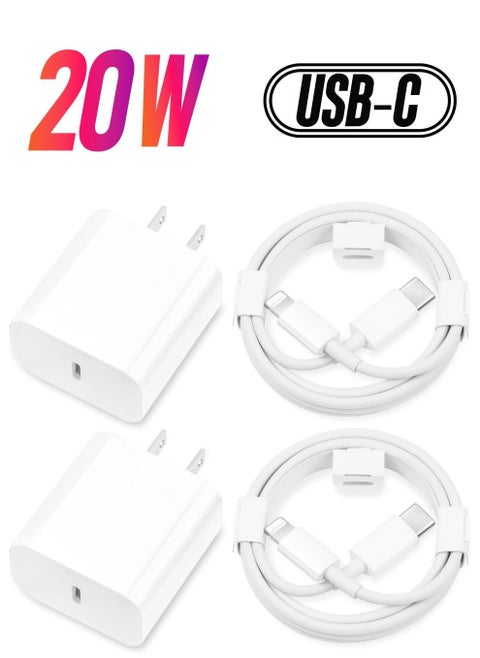 i.Phone Charger Fast Charging,[MFi Certified] 2Pack 20W Type C Fast Charger Block with 6FT USB C Charger Cable Compatible for i.Phone 14/13/12/11 Pro Max/11/Xs Max/XR/X,i.Pad,AirPods Pro