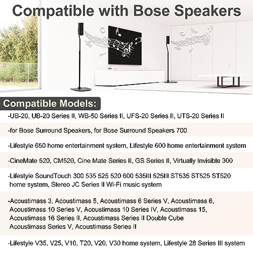 Varghesyla Adjustable Speaker Stand Pair for Bose Built in Cable Management wr Slideconnect Bracket, for UB-20, UFS-20 II, Lifestyle 600, CineMate II, Lifestyle SoundTouch, Acoustimass Series Bose Speaker Stands - Image 2