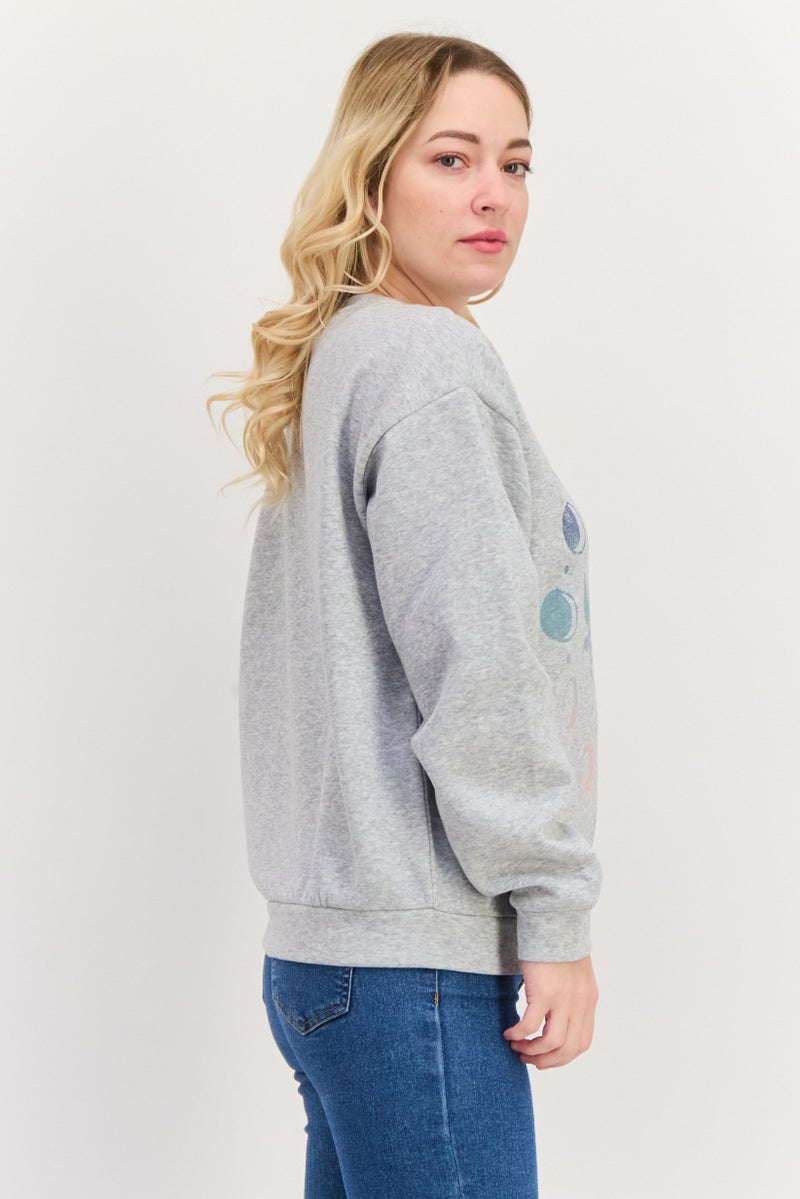 Roxy Women Graphic Long Sleeve Sweatshirt, Grey - Image 2