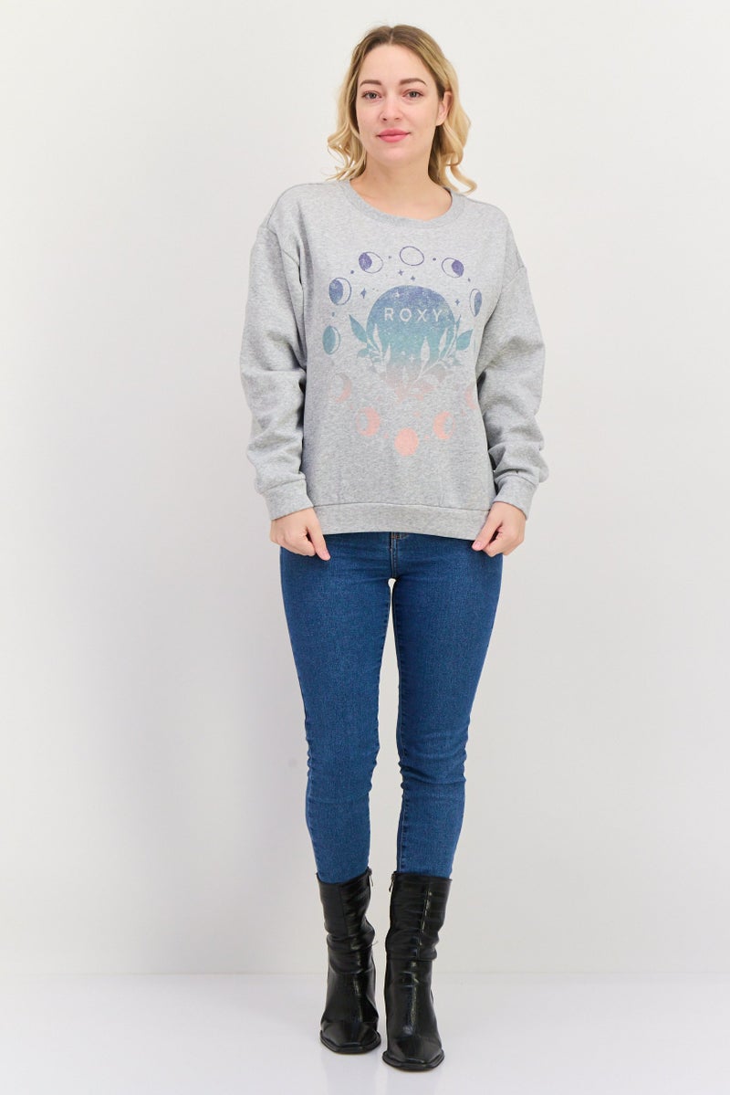Roxy Women Graphic Long Sleeve Sweatshirt, Grey - Image 4