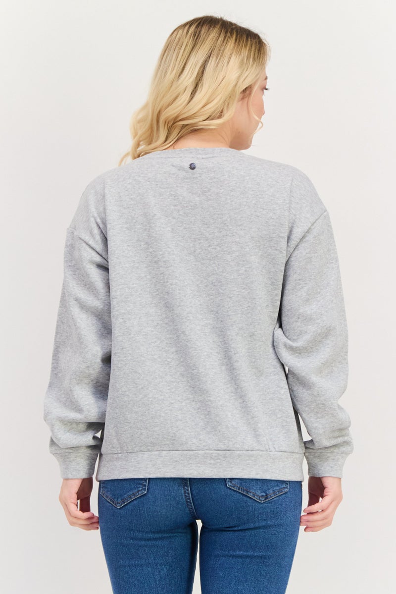 Roxy Women Graphic Long Sleeve Sweatshirt, Grey - Image 3
