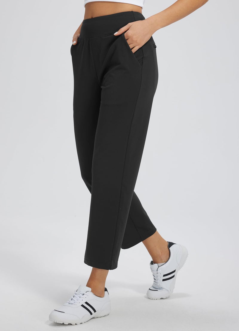 Libin Women's Pants with 4 Pockets Golf Pants 25''High Waisted Stretchy Ankle Pant for Travel Casual Athletic Busniess Work Black S - Image 2