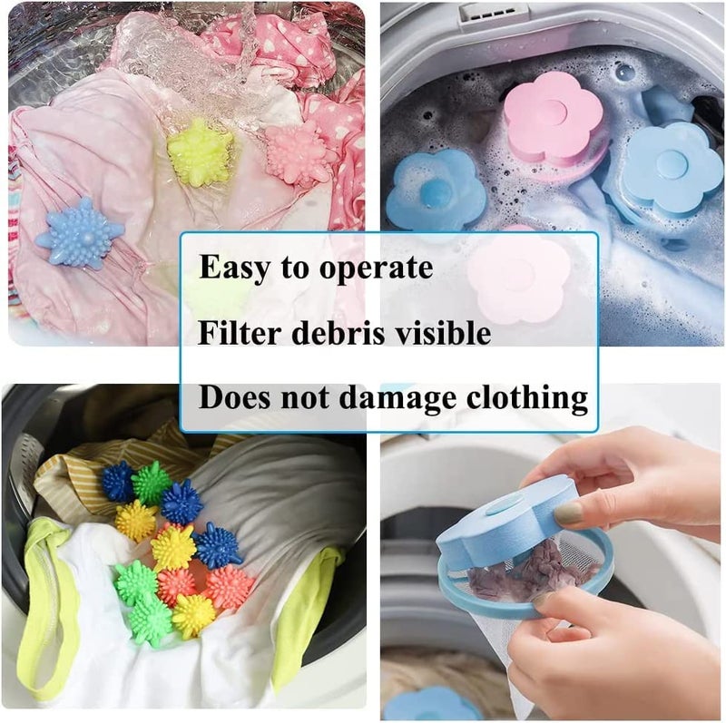 K.B.SALES KB SALES 2 Pcs Washing Machine Hair Filter Cleaning Mesh Bag 10 Pcs Silicone Washing Machine Laundry Balls Dryer Laundry Ball Laundry Balls Washing Ball Tangle Free Cleaning Power Washer Balls - Image 2