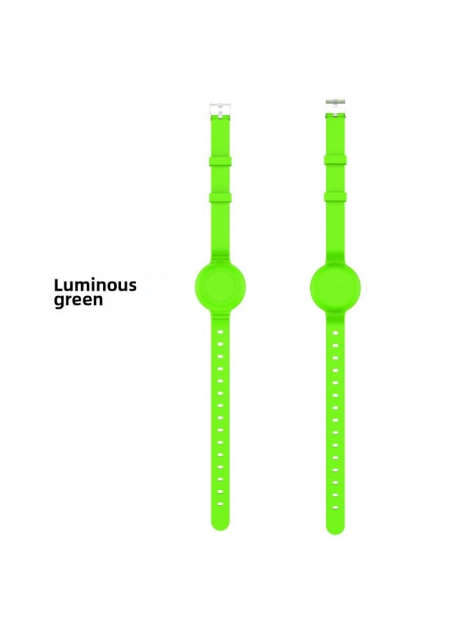 Generic - Suitable For Apple For Apple AirTag Anti-loss Device Silicone Pet Neck Solid Color Simple Long Neck Strap Anti-drop Shell-Color:luminous Green-Applicable Model:Q92 - Image 1