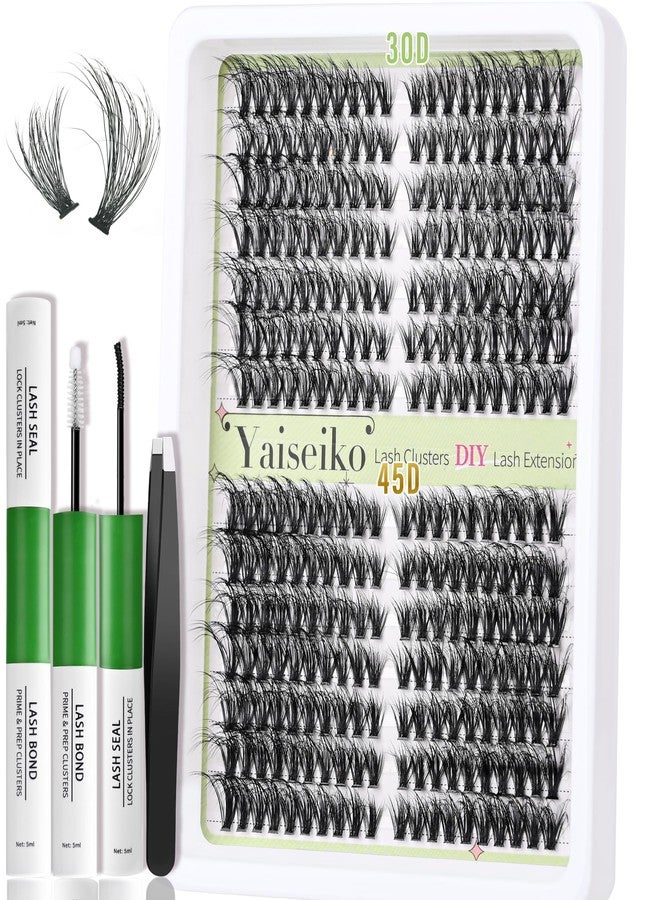 Yaiseiko Lash Extension Kit 30+45D Natural Lash Clusters Eyelash Extension Kit, 8-17mm Individual Lashes Kit with Lash Bond and Seal, Lash Tweezers (8-17mm, Kit) - Image 1