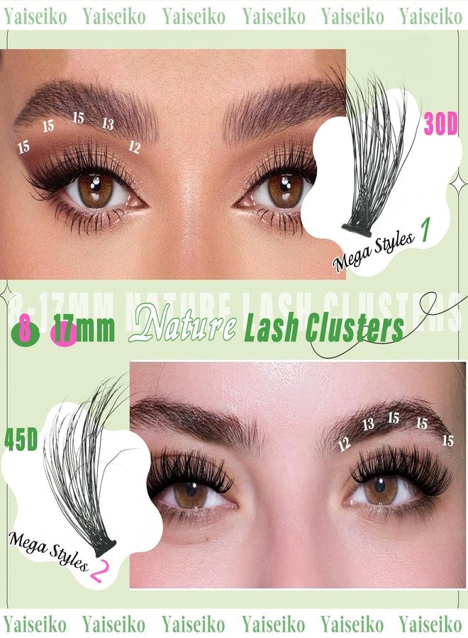 Yaiseiko Lash Extension Kit 30+45D Natural Lash Clusters Eyelash Extension Kit, 8-17mm Individual Lashes Kit with Lash Bond and Seal, Lash Tweezers (8-17mm, Kit) - Image 3