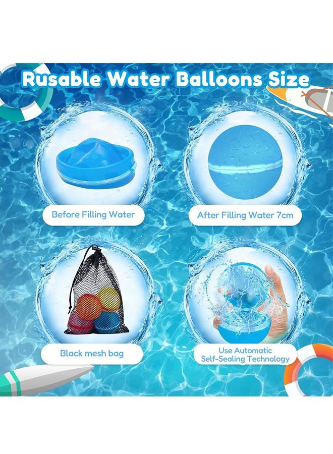 6 قطع قابلة لإعادة الاستخدام بالون المائي السيليكون لحوض السباحة ساحل المياه المعركات - Image 3