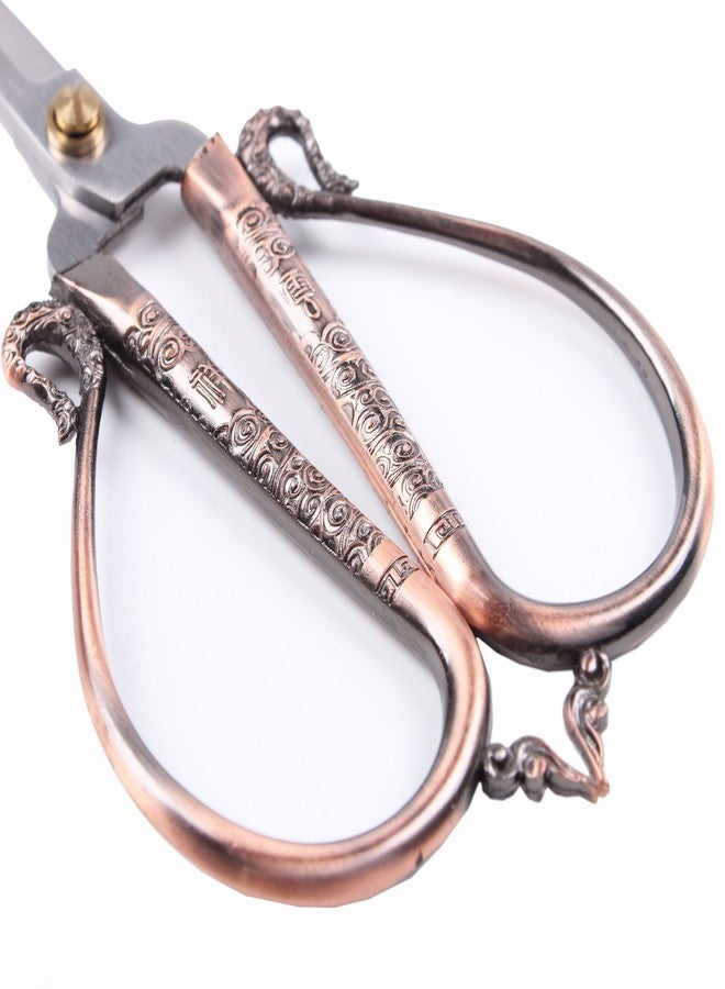 BIHRTC 6.3 Inches Vintage Style Stainless Steel Auspicious Clouds Scissors Sewing Shears DIY Tools for Needlework,Embroidery, Sewing, Craft, Art Work & Everyday Use (Copper) - Image 2