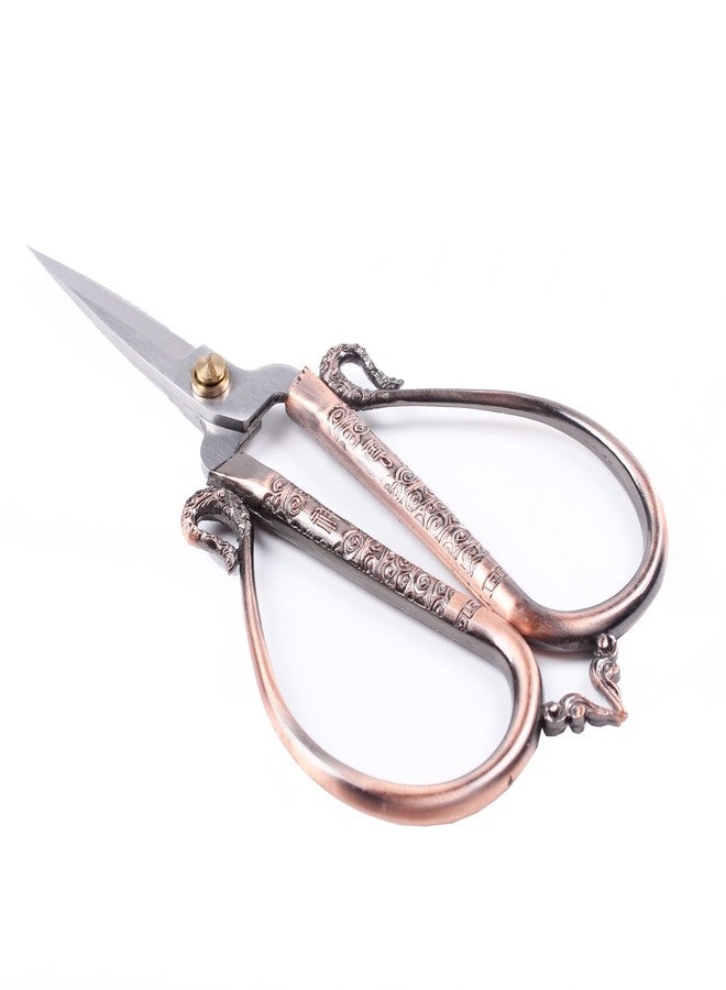 BIHRTC 6.3 Inches Vintage Style Stainless Steel Auspicious Clouds Scissors Sewing Shears DIY Tools for Needlework,Embroidery, Sewing, Craft, Art Work & Everyday Use (Copper) - Image 1