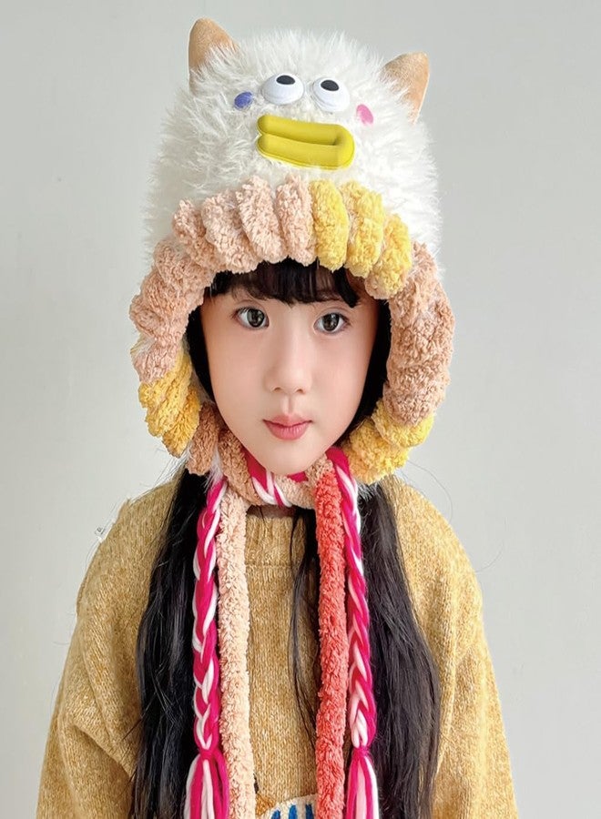 KORADI Kids Novelty Knit Hat Winter Cute Animals Beanie Hats Funny Earflap Caps with Tassel for Girls Boys 2-10 Years Mouse-Khaki - Image 5