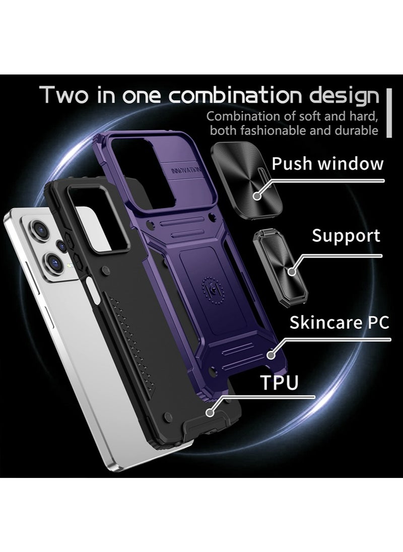 X-level - Redmi Note 12 Pro/Poco X5 Pro 5G Slide Camera Cover Case shell Kickstand with Built-in 360° Magnetic Ring Stand Shockproof Protective Armor Back Cover protector Accessory - Image 1