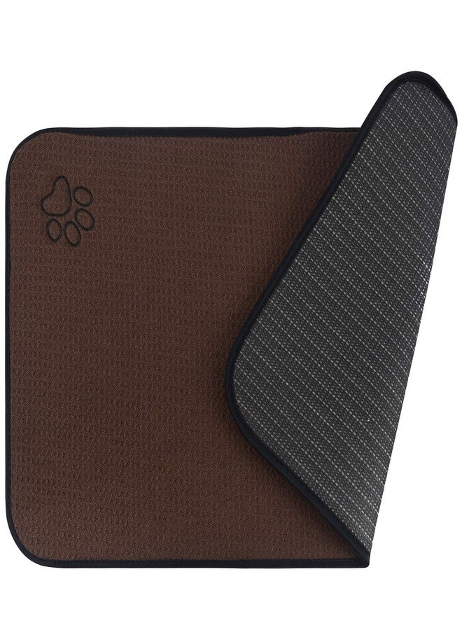 SINLAND Microfiber Extra-Large Pet Food Mat Dish Drying Mat Dog Feeding Mats Pet Bowl Mat with Anti-Skid Backing 21 Inch x 32 Inch Brown - Image 1