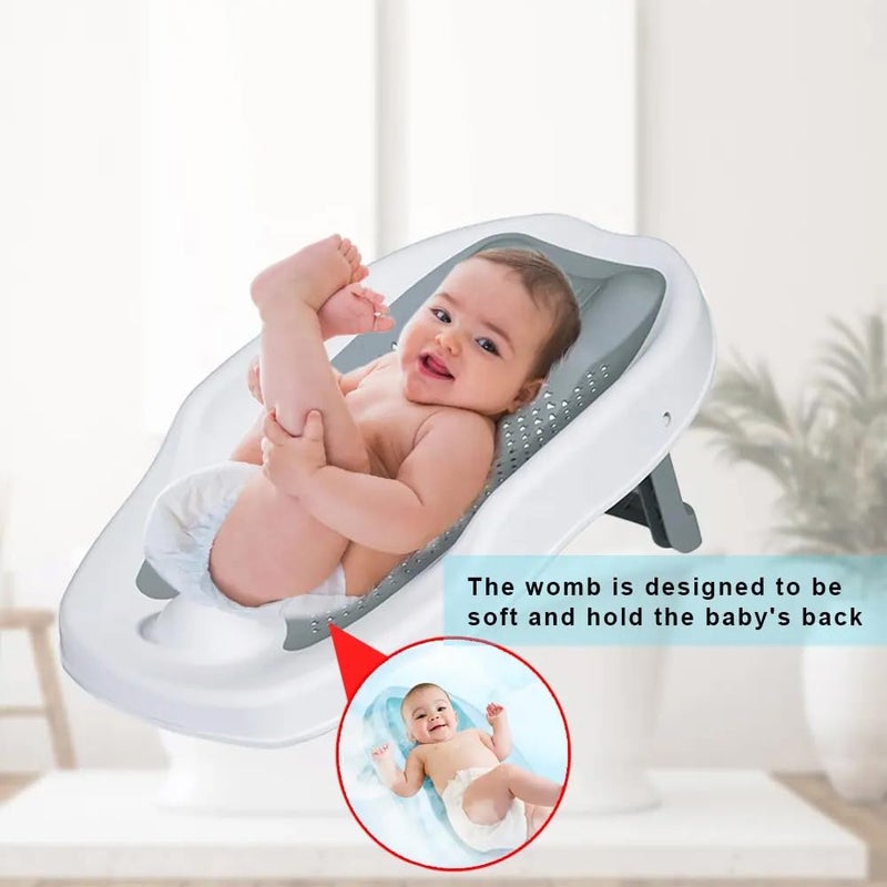 MOM CARE حوض استحمام قابل للطي للأطفال حديثي الولادة من MOM CARE مع دعم لمقعد استحمام الأطفال (رمادي) - Image 5