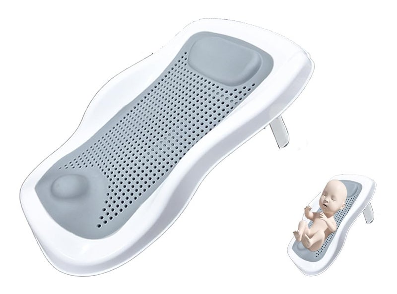 MOM CARE حوض استحمام قابل للطي للأطفال حديثي الولادة من MOM CARE مع دعم لمقعد استحمام الأطفال (رمادي) - Image 1