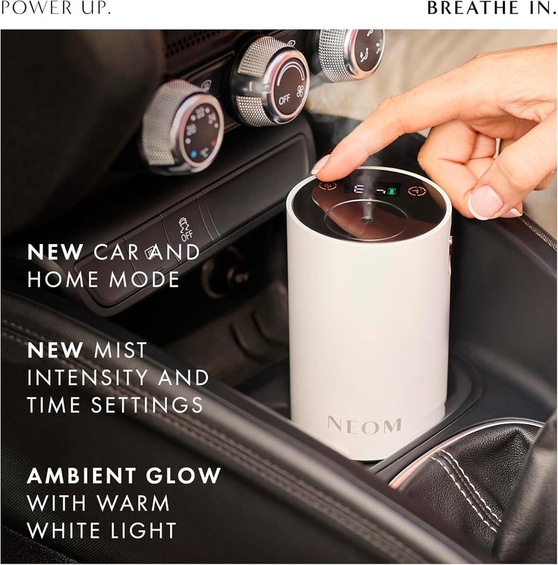 نيوم ناشر الزيوت العطرية Wellbeing Pod Mini+، أبيض I بدون ماء وبدون سلك I محمول ومتعدد الاستخدامات - السيارة، المكتب أو المنزل I حتى 125 ساعة من استخدام العطر الطبيعي لكل شحنة - Image 4