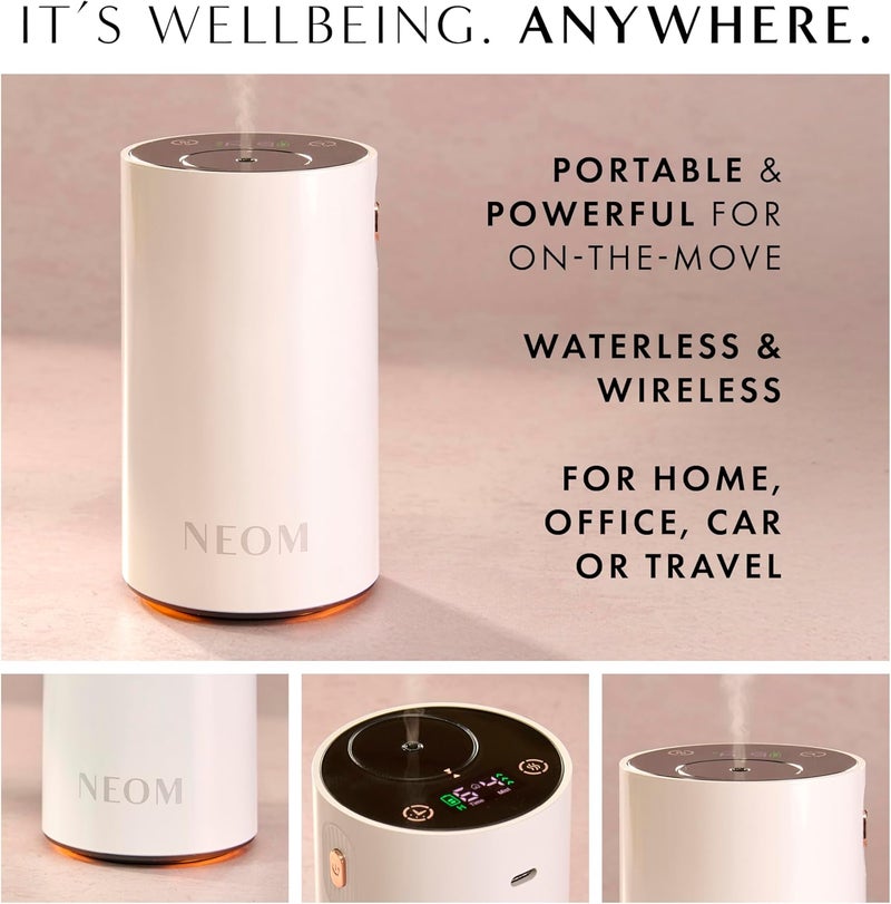 نيوم ناشر الزيوت العطرية Wellbeing Pod Mini+، أبيض I بدون ماء وبدون سلك I محمول ومتعدد الاستخدامات - السيارة، المكتب أو المنزل I حتى 125 ساعة من استخدام العطر الطبيعي لكل شحنة - Image 2
