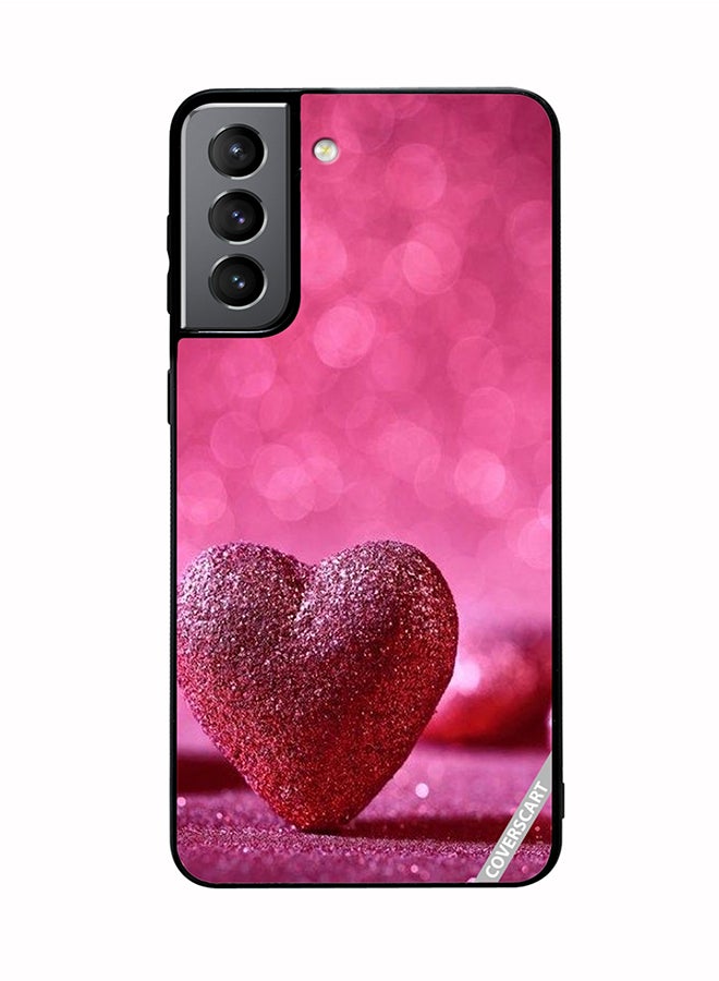 COVERSCART Protective Case Cover For Samsung Galaxy S21 FE 5G Glitter Heart Design Pink