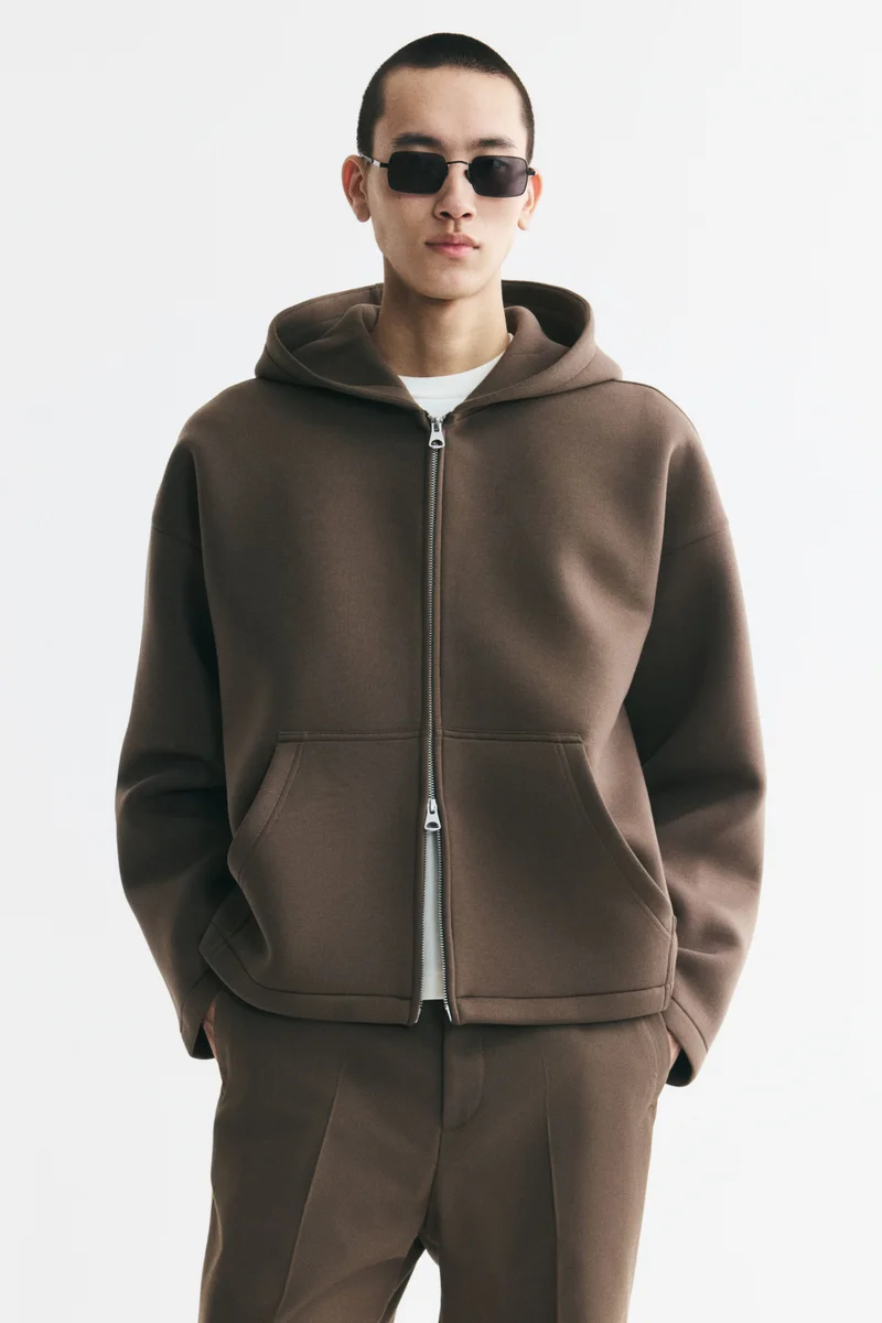Oversized Fit Scuba zip-through hoodie
