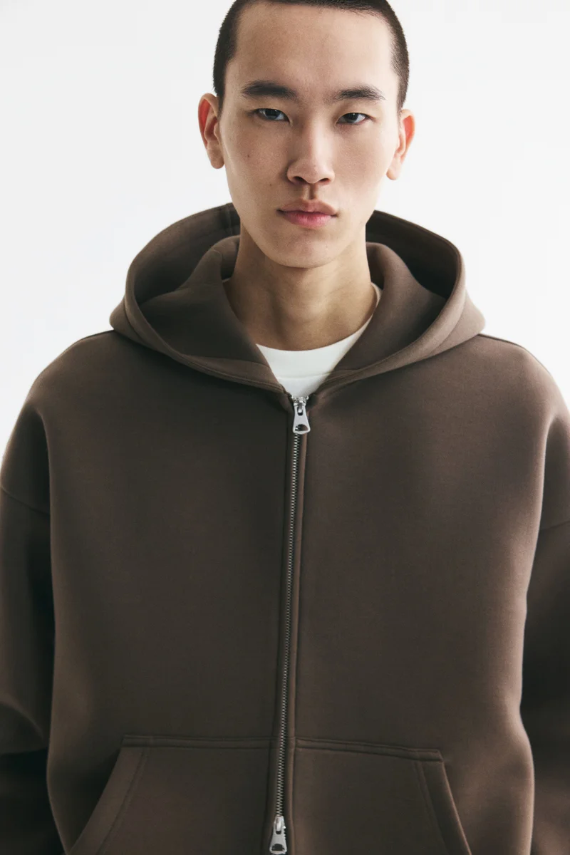 H&M  Oversized Fit Scuba zip-through hoodie for Men | Best Price UAE