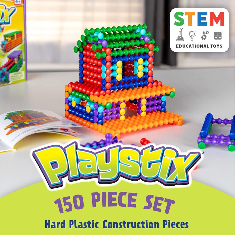 Popular Playthings Playstix Construction Toy Building Blocks Set - 150 Piece STEM Kit for Kids - Image 2