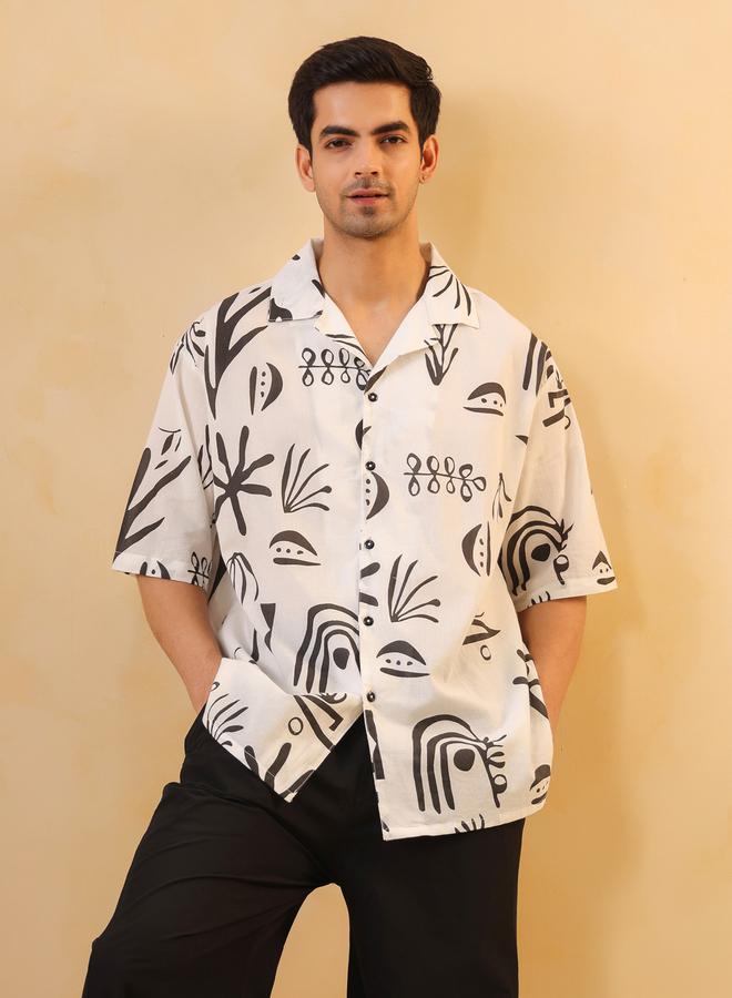 TRULOOM Men Printed Oversized Cotton Shirt - Image 1