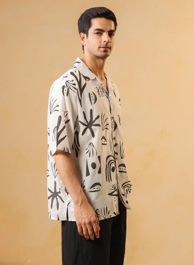 TRULOOM Men Printed Oversized Cotton Shirt - Image 2