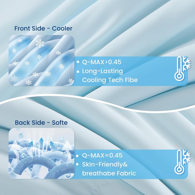 Topcee Cooling Comforter Twin Size (60"x90")-Cooling Blanket Everlasting Cold Touch for Hot Sleepers-Q-max>0.45 Double-Sided Lightweight Design Summer Ice Blanket for Night Sweats-Blue - Image 5