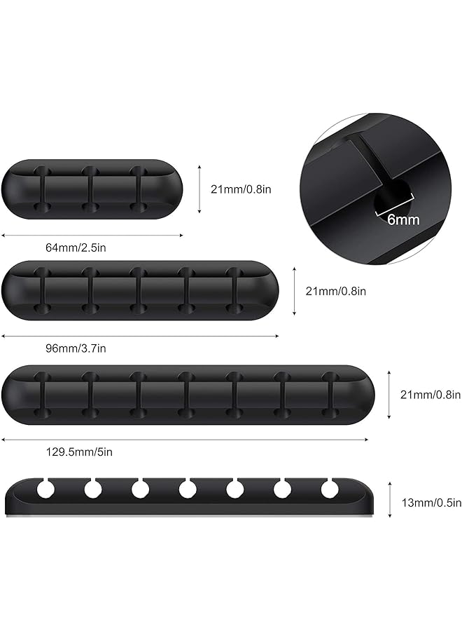 SMILEE Cable Holder Clips 3 Pack Cable Management Cord Organizer Clips Silicone Self Adhesive For Desktop Usb Charging Cable Power Cord Mouse Cable Wire Pc Office Home Black - Image 3