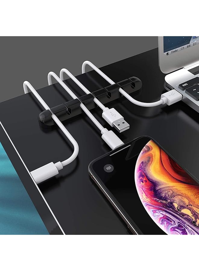 SMILEE Cable Holder Clips 3 Pack Cable Management Cord Organizer Clips Silicone Self Adhesive For Desktop Usb Charging Cable Power Cord Mouse Cable Wire Pc Office Home Black - Image 2
