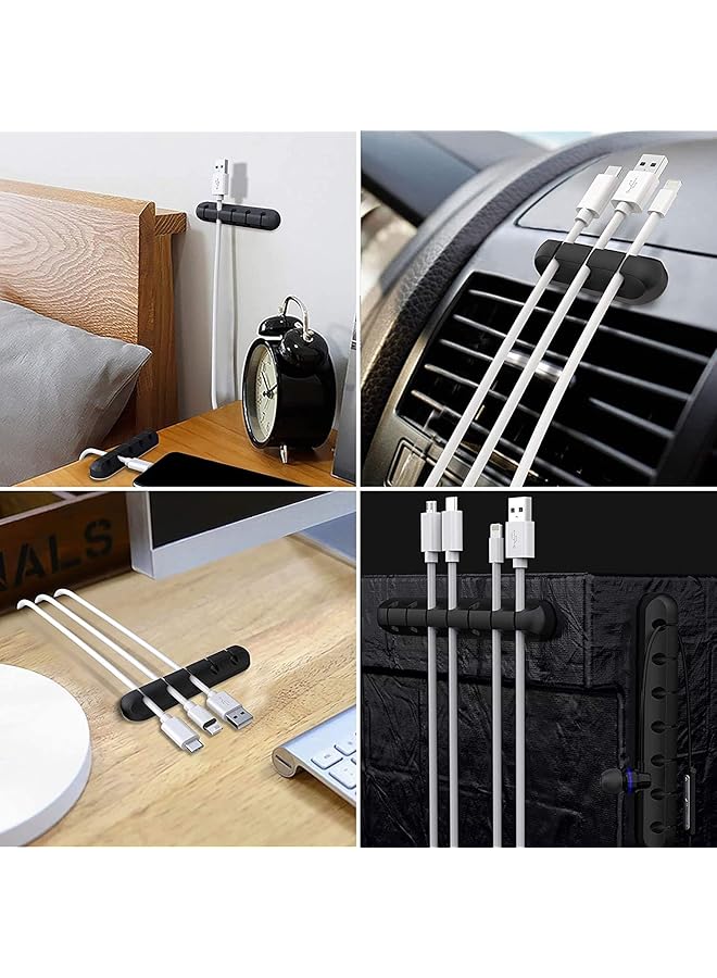 SMILEE Cable Holder Clips 3 Pack Cable Management Cord Organizer Clips Silicone Self Adhesive For Desktop Usb Charging Cable Power Cord Mouse Cable Wire Pc Office Home Black - Image 5