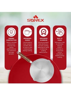 SONEX Sonex  Aluminium Sauce Pan & Milk Pan 20 cm (2.5 Ltr) With Wooden Handle – Ideal for Easy Pouring and Precise Heating, Perfect for Sauces, Milk,Soups & More, Premium Aluminium Metal Finish, Dual Spout  - Image 3