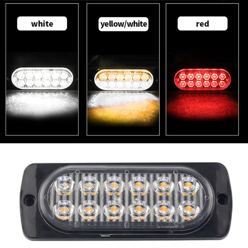 4PCS 12 Strobe LED Red Light Hazard Beacon Emergency Flashing Side Marker Light Bars Warning Signal Towing Truck Flashing Lamp - Image 5