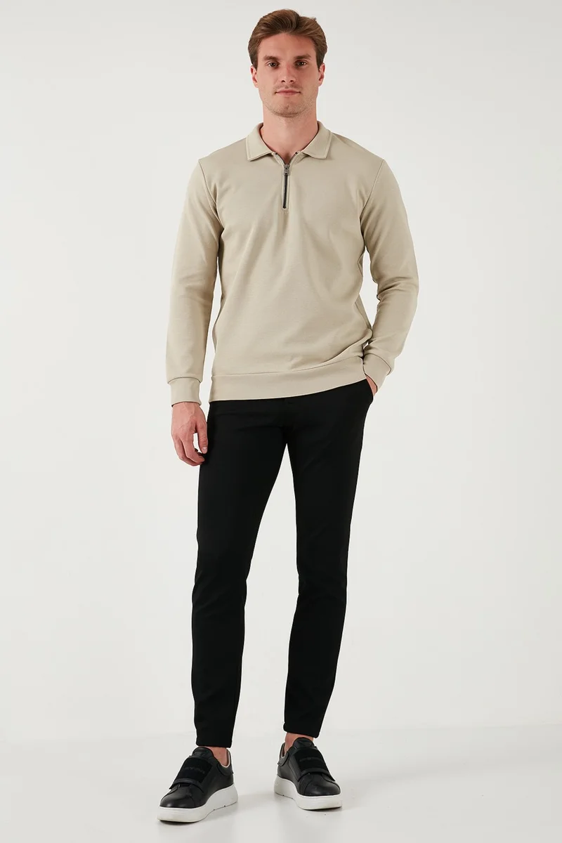 بوراتي Cotton Regular Fit Half Zipper Polo Neck Men's Sweat 5905789