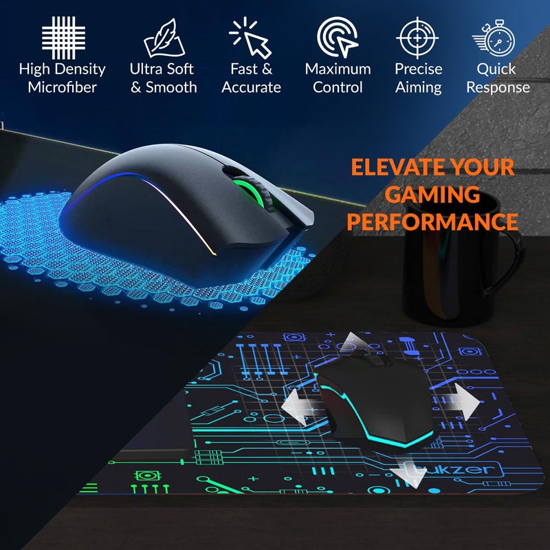 tuKZer RETRO Extended Gaming Mouse Pad, High-Speed Mouse Tracking & Control | Stitched Embroidery Edges, Non-Slip Rubber Base| for Computer Laptop Keyboard Office Home (795mm x 298mm x 3.45mm, Matrix) - Image 3