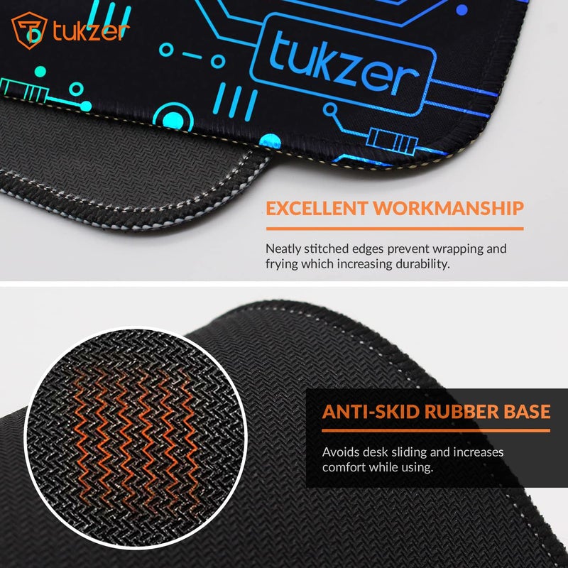 tuKZer RETRO Extended Gaming Mouse Pad, High-Speed Mouse Tracking & Control | Stitched Embroidery Edges, Non-Slip Rubber Base| for Computer Laptop Keyboard Office Home (795mm x 298mm x 3.45mm, Matrix) - Image 4