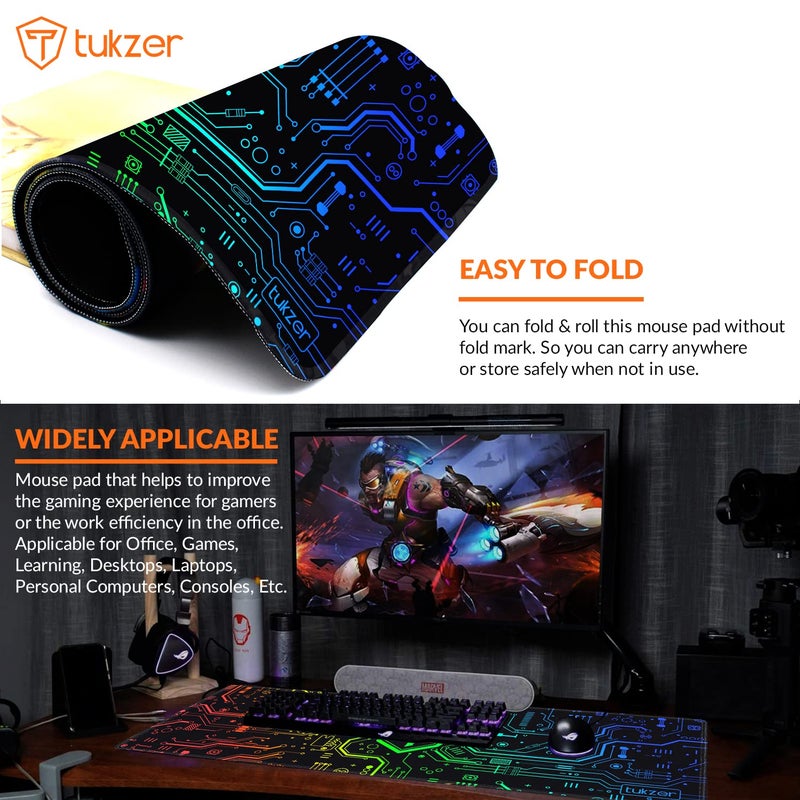 tuKZer RETRO Extended Gaming Mouse Pad, High-Speed Mouse Tracking & Control | Stitched Embroidery Edges, Non-Slip Rubber Base| for Computer Laptop Keyboard Office Home (795mm x 298mm x 3.45mm, Matrix) - Image 5