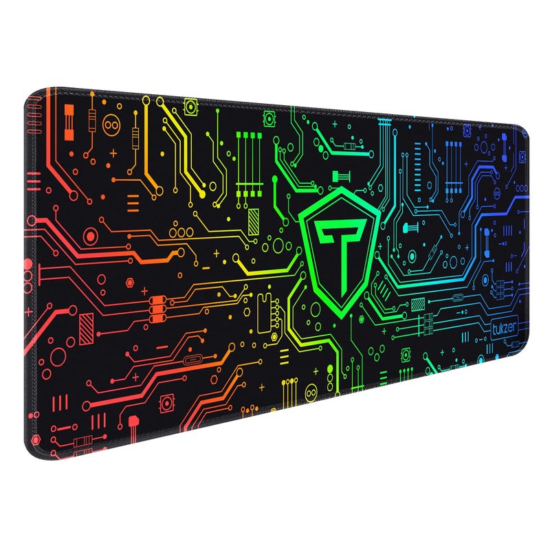 tuKZer RETRO Extended Gaming Mouse Pad, High-Speed Mouse Tracking & Control | Stitched Embroidery Edges, Non-Slip Rubber Base| for Computer Laptop Keyboard Office Home (795mm x 298mm x 3.45mm, Matrix) - Image 1
