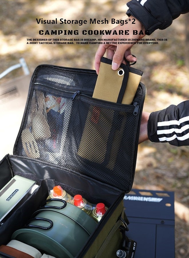 Large Capacity Foldable Storage Bag,Tool Bag,Tactical Equipment Handbag, Portable Multifunctional - 42L Oxford cloth durable material, Antibacterial & Mold Proof Design - Suitable for Homeuse & Outdoor & Car Storage, Family Travel, Picnicking, Hiking, Camping, Beach, Road Trips, BBQ Gear, Emergency Kits, Pet Supplies, Sports Equipment (Khaki) - Image 5