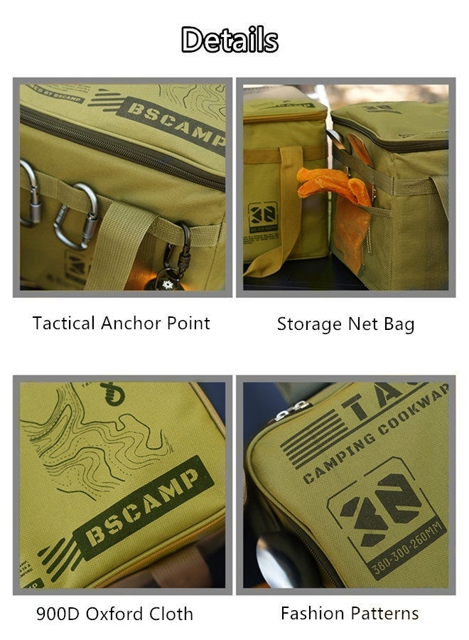 Large Capacity Foldable Storage Bag,Tool Bag,Tactical Equipment Handbag, Portable Multifunctional - 42L Oxford cloth durable material, Antibacterial & Mold Proof Design - Suitable for Homeuse & Outdoor & Car Storage, Family Travel, Picnicking, Hiking, Camping, Beach, Road Trips, BBQ Gear, Emergency Kits, Pet Supplies, Sports Equipment (Khaki) - Image 4