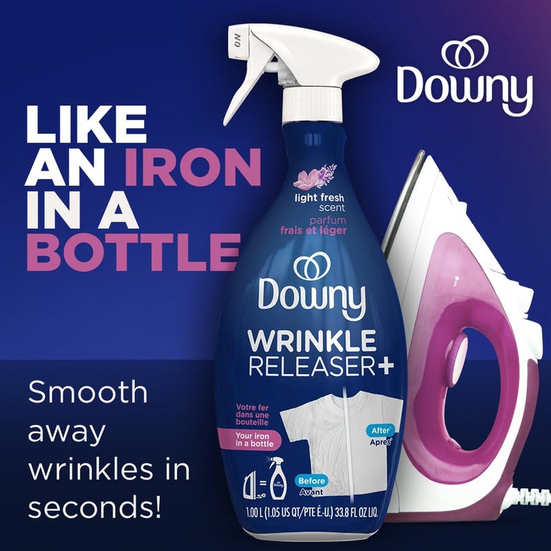 Downy Wrinkle Release Spray Travel Size, All In One Formula, Removes Wrinkles, Static and Odor Eliminator, Light Fresh Scent, 3 Fl Oz, Pack of 12 - Image 2