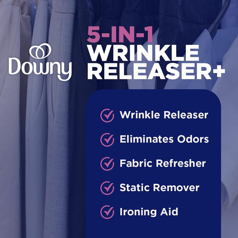 Downy Wrinkle Release Spray Travel Size, All In One Formula, Removes Wrinkles, Static and Odor Eliminator, Light Fresh Scent, 3 Fl Oz, Pack of 12 - Image 4