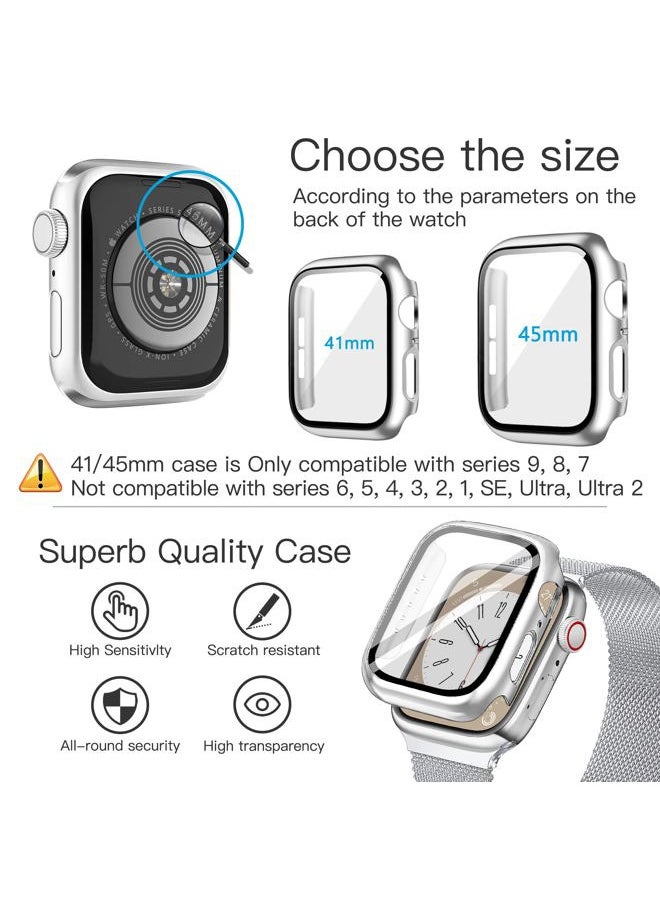 Mazuboho - Mesh Loop Magnetic Band Compatible with Apple Watch Band 41mm with Screen Protector Case, Stainless Steel Mesh Milanese, Adjustable and Comfortable Band for iWatch Bands Series 9 8 7 (Silver,41mm) - Image 1