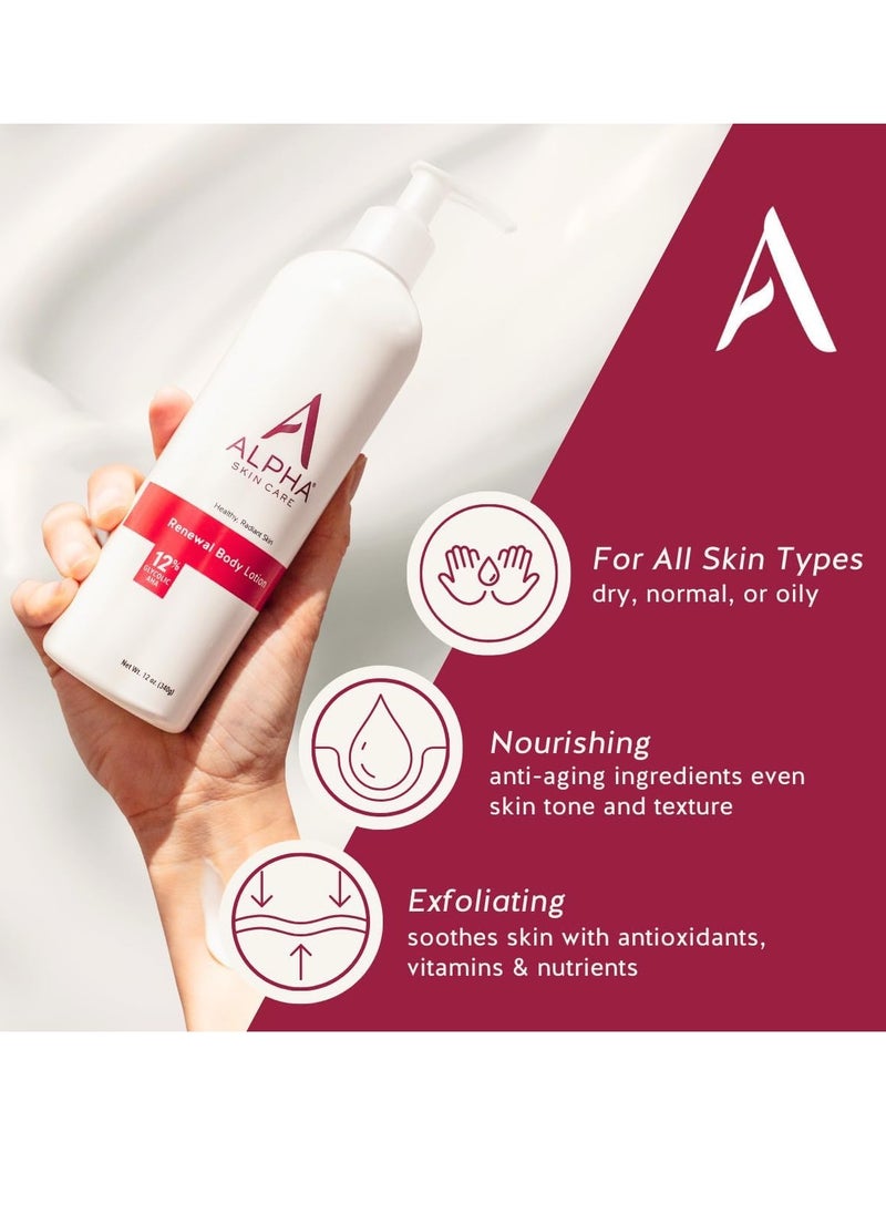 Alpha Alpha Skin Care Revitalizing Body Lotion, 12% Glycolic AHA, Multi-Purpose Daily Moisturizer, Hydrates & Exfoliates, Anti-Aging, 12 oz, Pack of 2  - Image 2
