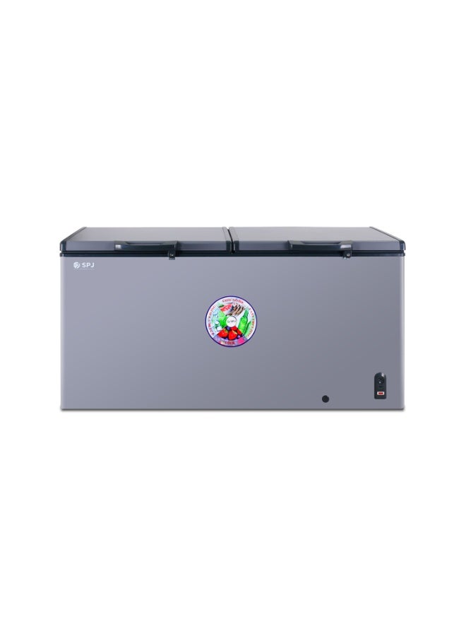 SPJ 519L Double Door Chest Freezer, Deep Freezer with Fast Cooling, Mechanical Temperature Control, Energy Efficient, Large Capacity Commercial Freezer, Grey - Image 1
