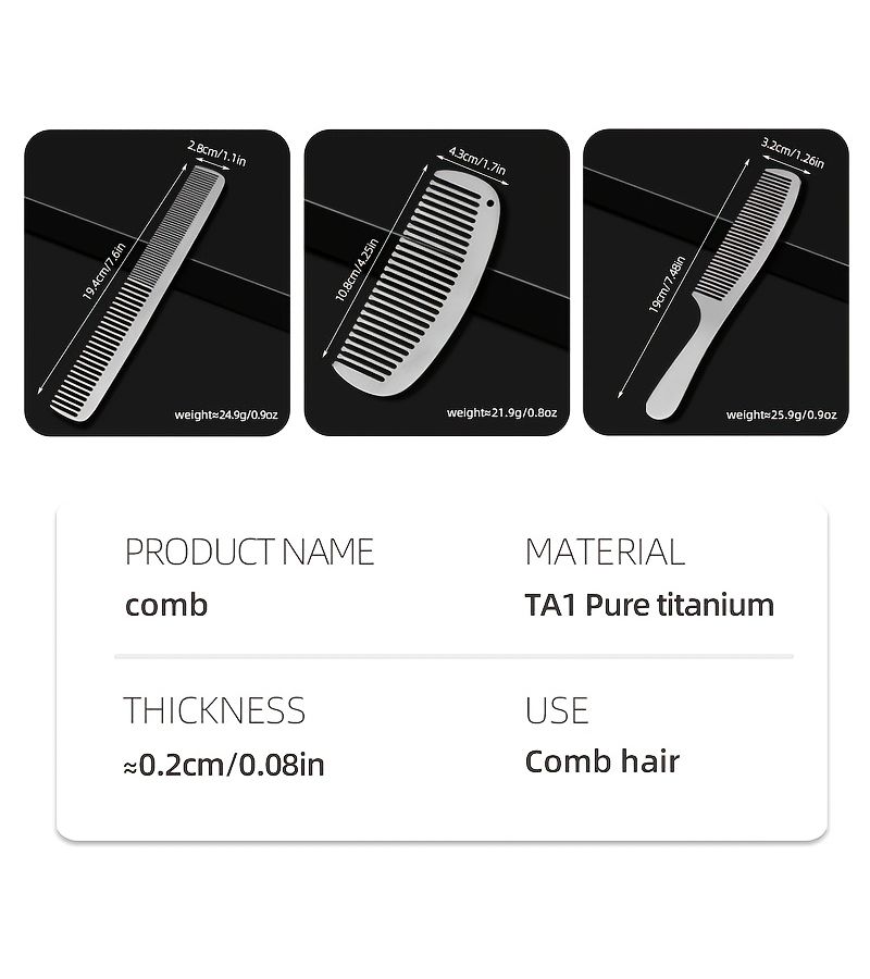 Fine Tooth Titanium Comb Anti Static Massage Comb Portable For Women Men - Image 3